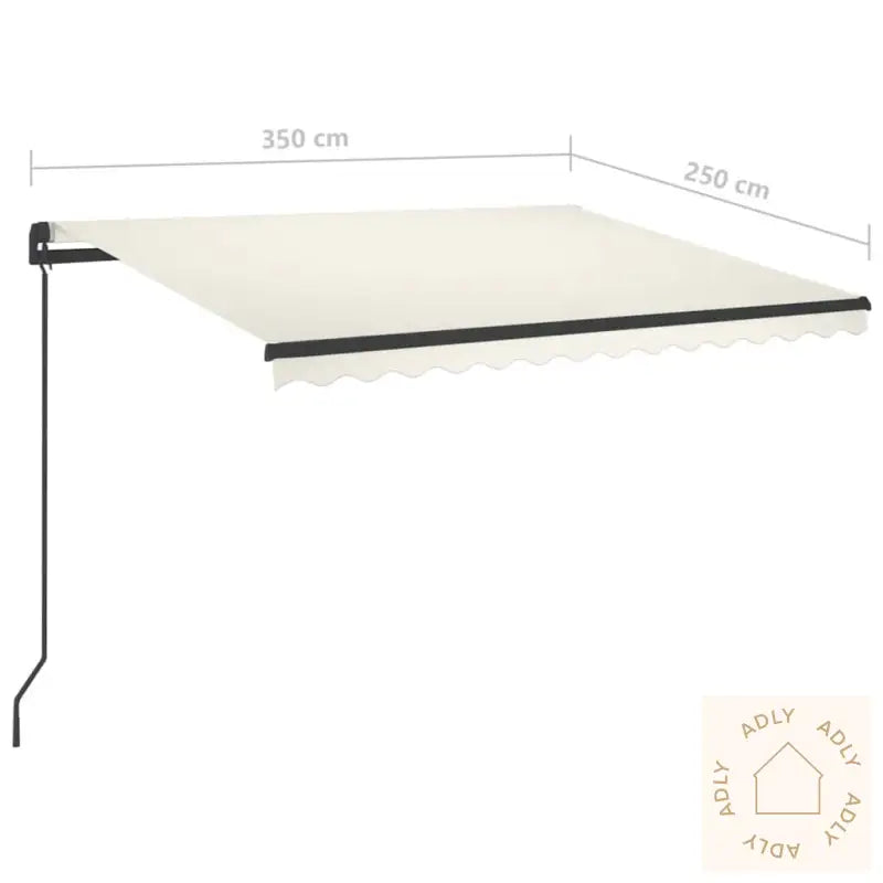 Manuell Uttrekkbar Markise Med Led 3,5X2,5 M Kremhvit