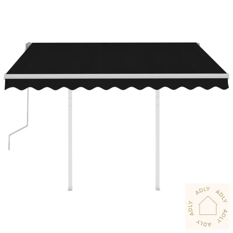Manuell Uttrekkbar Markise Med Stolper 3,5X2,5 M Antrasitt