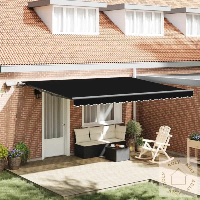 Manuell Uttrekkbar Markise Med Led Svart 450X350 Cm