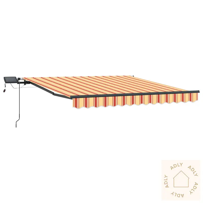 Manuell Uttrekkbar Markise Med Led Gul Og Oransje 350 X 250 Cm