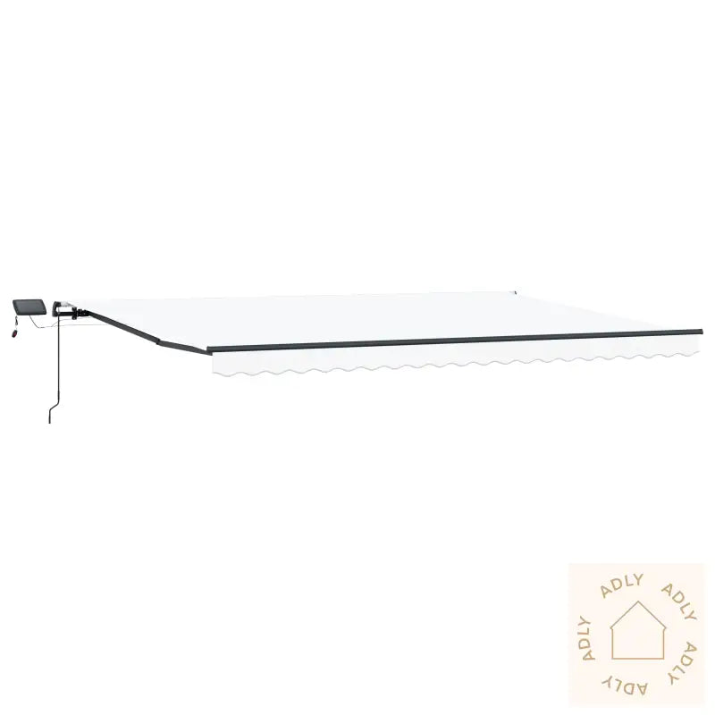 Manuell Uttrekkbar Markise Med Led Hvit 500X350 Cm