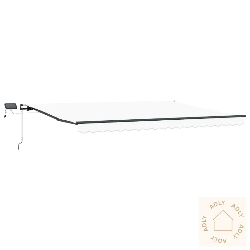 Manuell Uttrekkbar Markise Med Led Hvit 400X350 Cm