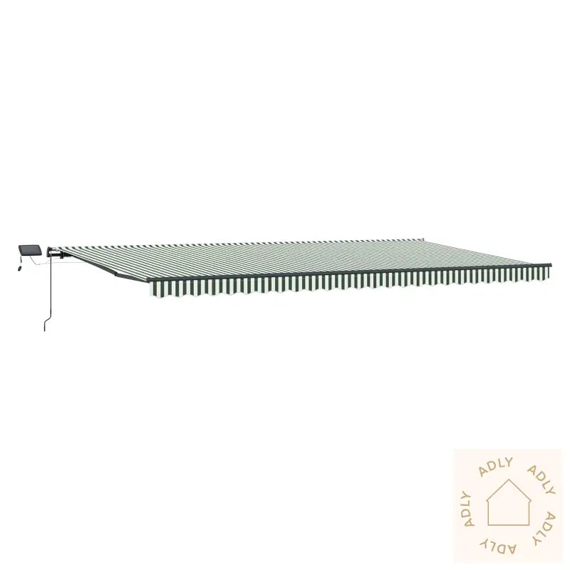 Manuell Uttrekkbar Markise Med Led Grønn Og Hvit 600X300 Cm