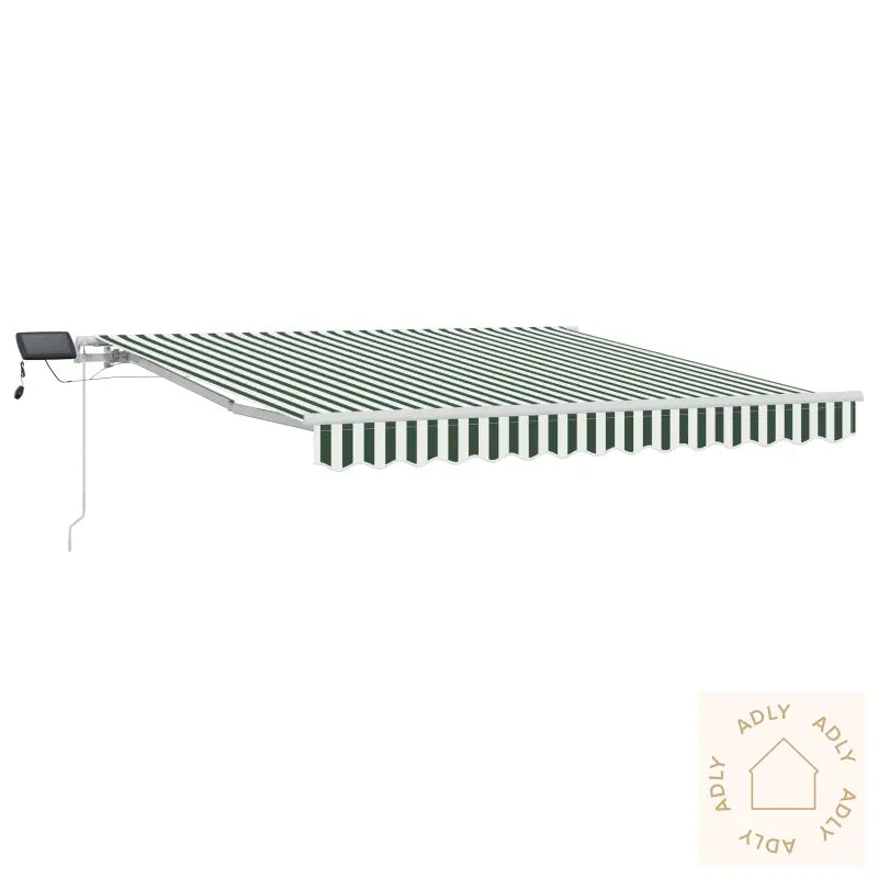 Manuell Uttrekkbar Markise Med Led Grønn Og Hvit 350X250 Cm