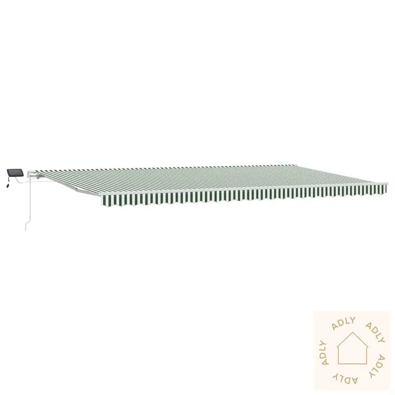Manuell Uttrekkbar Markise Med Led Grønn Og Hvit 600X350 Cm