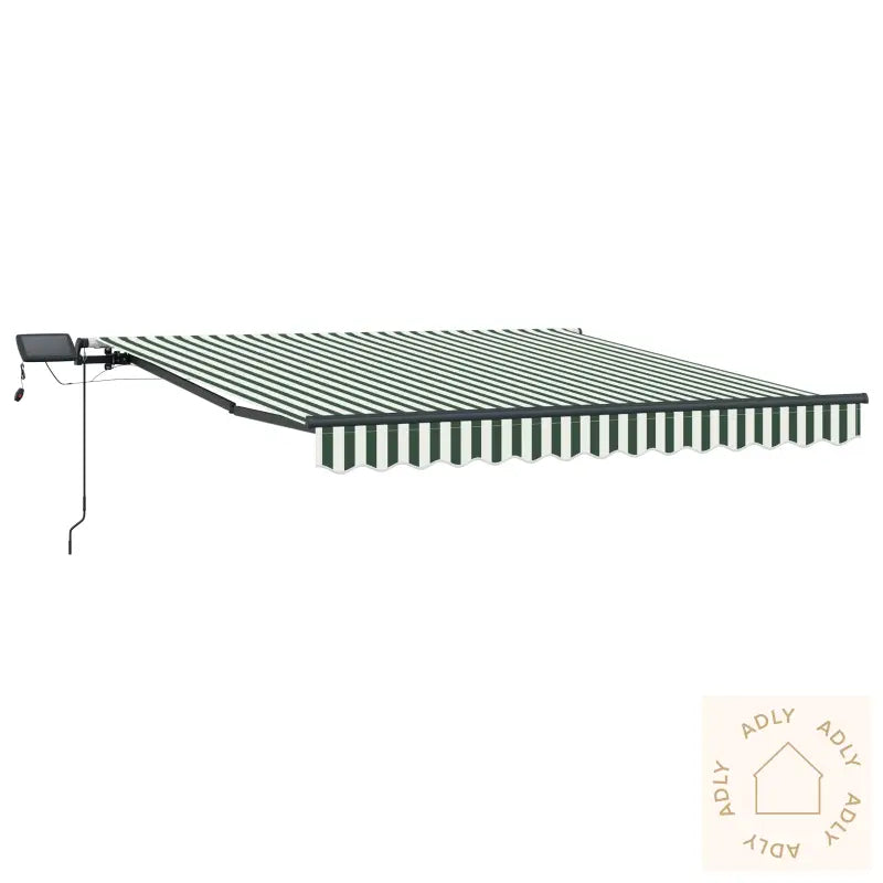 Manuell Uttrekkbar Markise Med Led Grønn Og Hvit 300X250 Cm