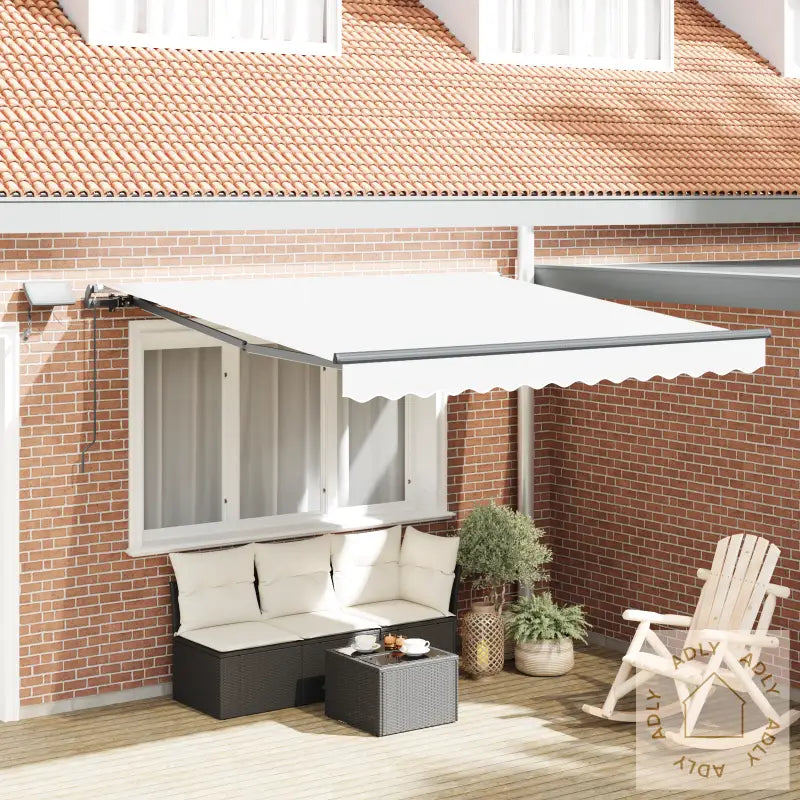Manuell Uttrekkbar Markise Med Led Hvit 350X250 Cm