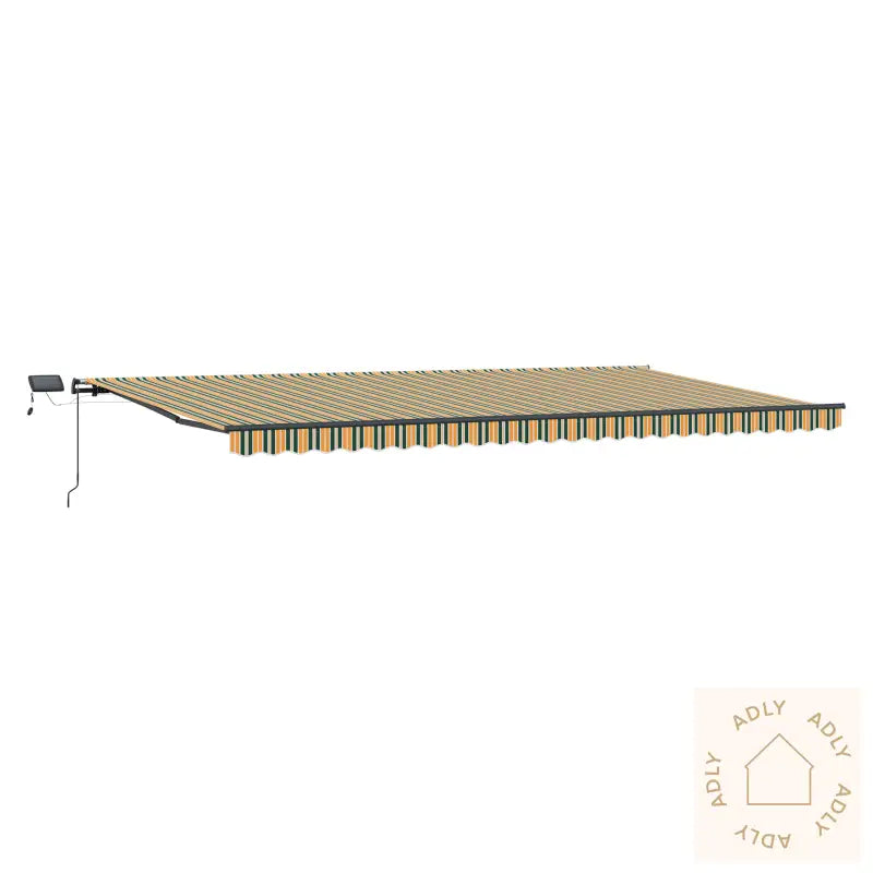 Manuell Uttrekkbar Markise Med Led Grønn Og Gul 600X350 Cm