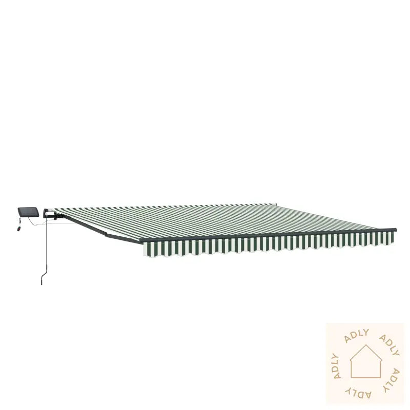 Manuell Uttrekkbar Markise Med Led Grønn Og Hvit 450X350 Cm