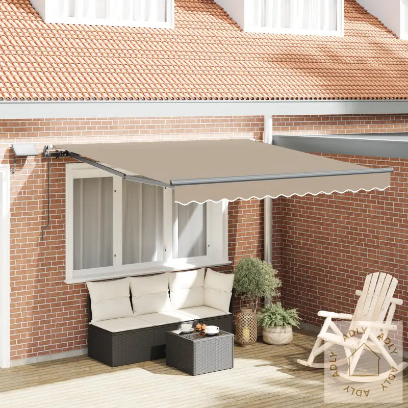 Manuell Uttrekkbar Markise Med Led Beige 300X250 Cm