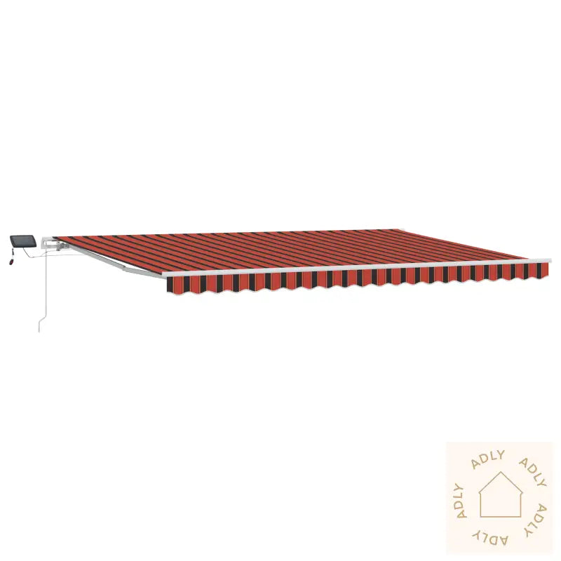 Manuell Uttrekkbar Markise Med Led I Oransje Og Brun, 500X300 Cm