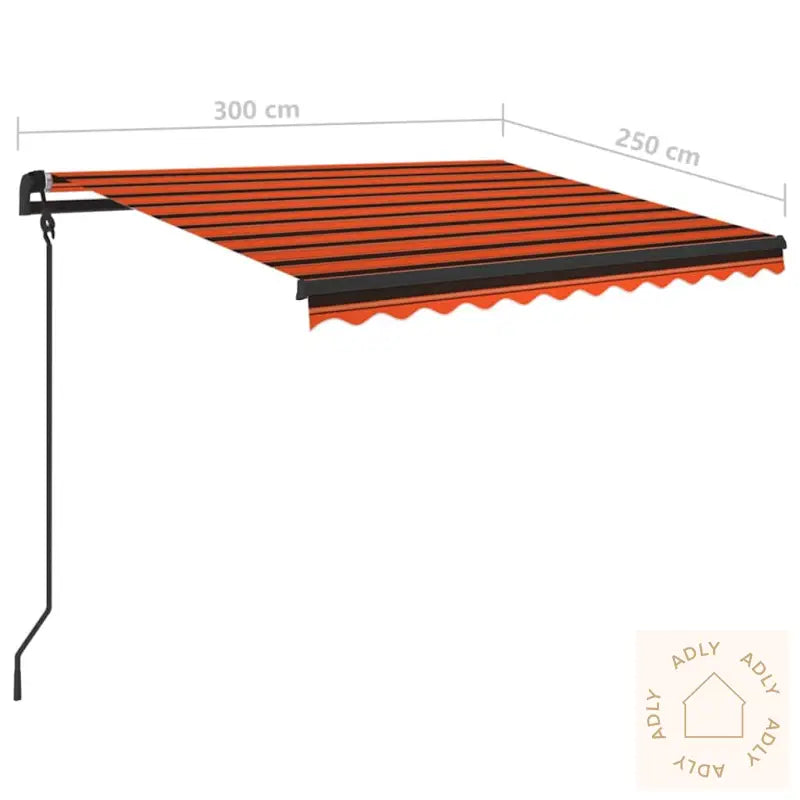 Manuell Uttrekkbar Markise Med Led 3X2,5 M Oransje Og Brun