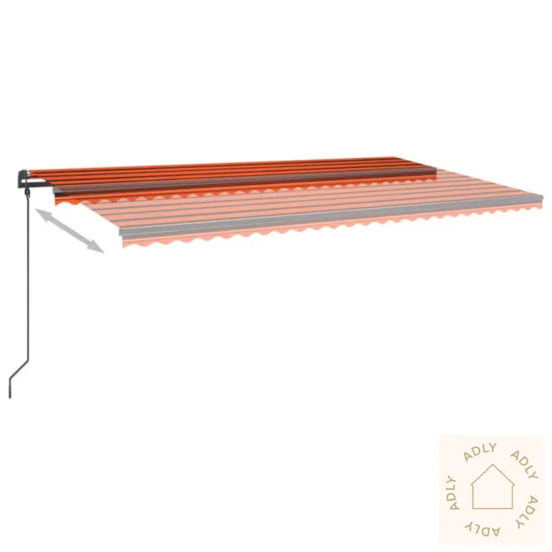 Manuell Uttrekkbar Markise Med Led 6X3 M Oransje Og Brun