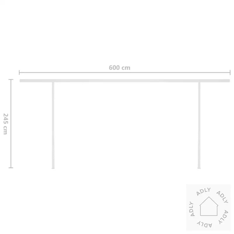 Manuell Uttrekkbar Markise Med Stolper 6X3,5 M Gul Og Hvit