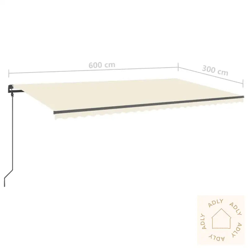 Manuell Uttrekkbar Markise Med Led 6X3 M Kremhvit