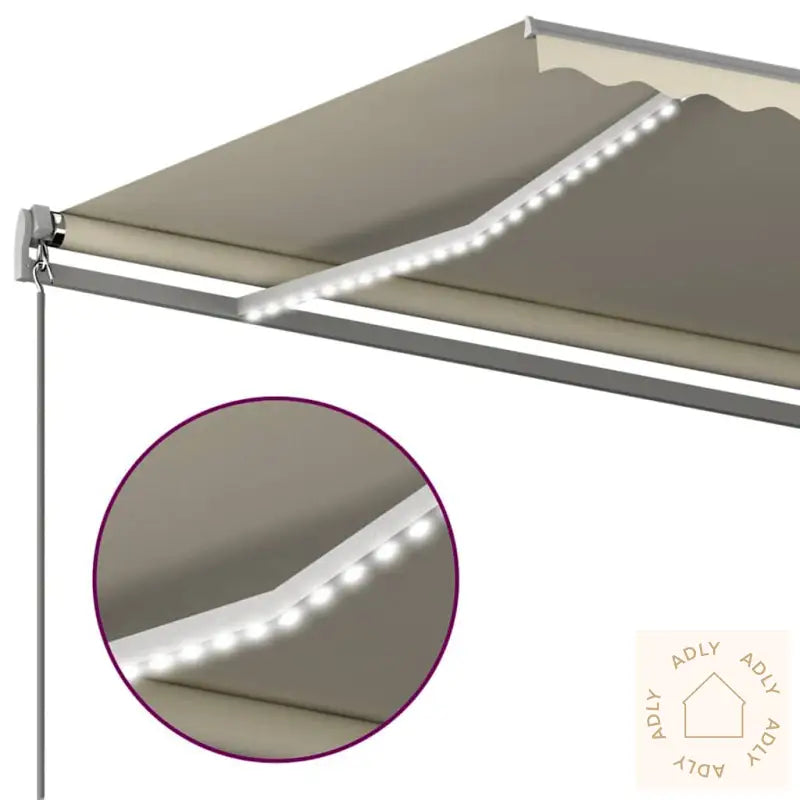 Manuell Uttrekkbar Markise Med Led 6X3 M Kremhvit