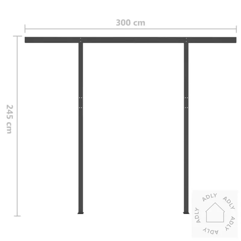Manuell Uttrekkbar Markise Med Led 3X2,5 M Gul Og Hvit