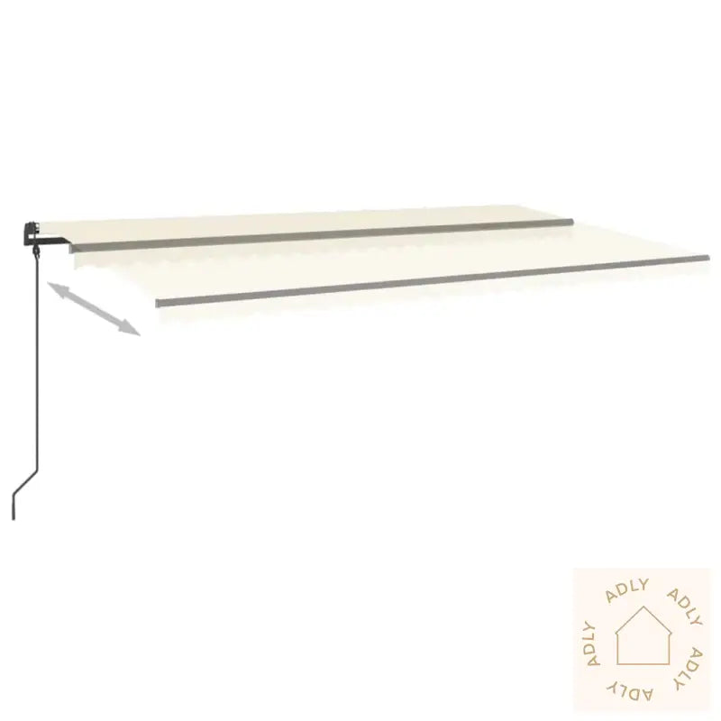 Manuell Uttrekkbar Markise Med Led 6X3 M Kremhvit