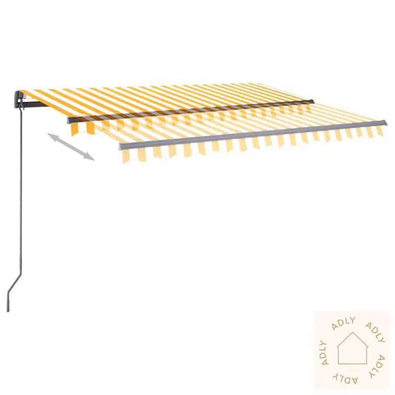 Manuell Uttrekkbar Markise Med Led 3X2,5 M Gul Og Hvit