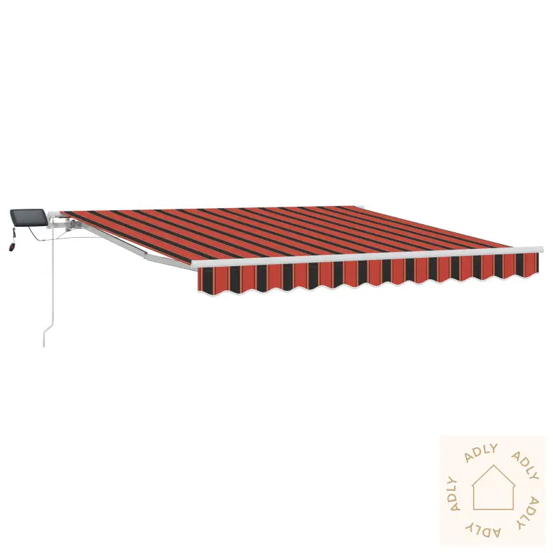 Manuell Uttrekkbar Markise Med Led Oransje Og Brun 300X250 Cm