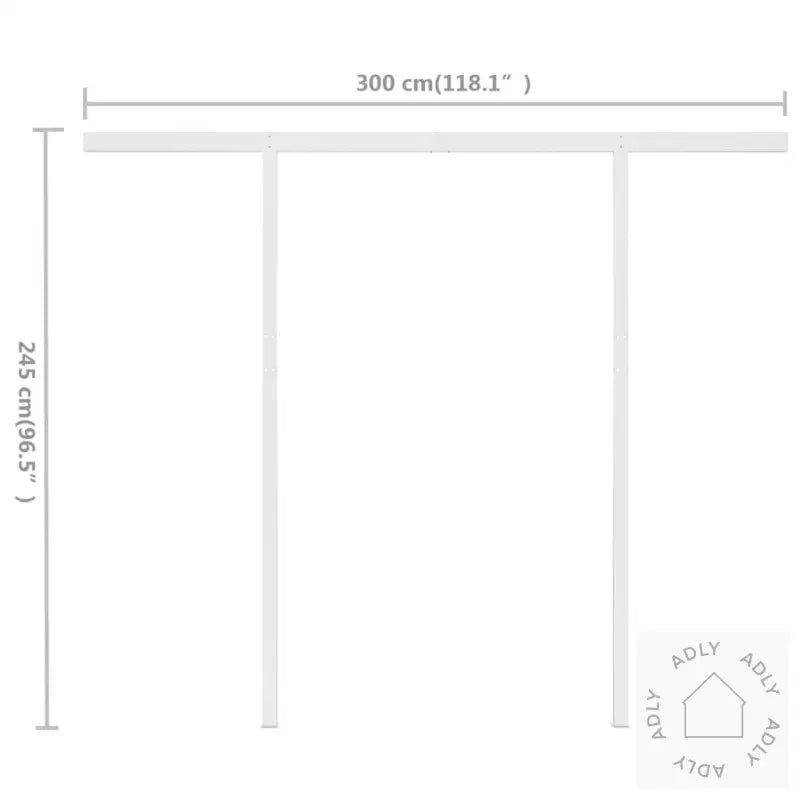 Manuell Uttrekkbar Markise Med Stolper 3X2,5 M Blå Og Hvit
