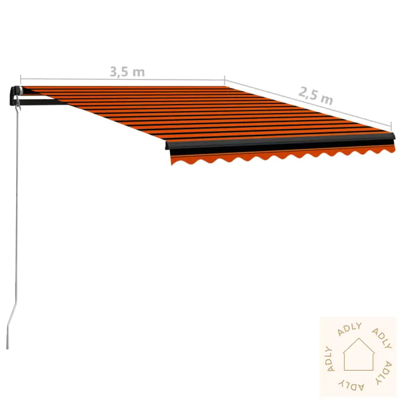 Manuell Uttrekkbar Markise 350X250 Cm Oransje Og Brun