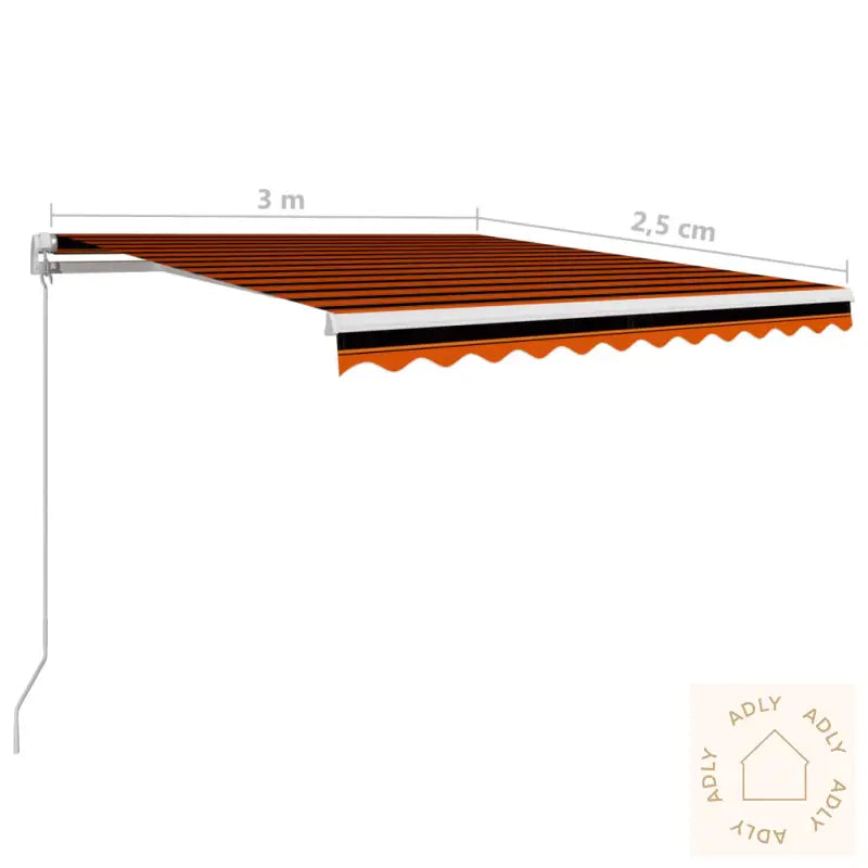 Manuell Uttrekkbar Markise 300X250 Cm Oransje Og Brun