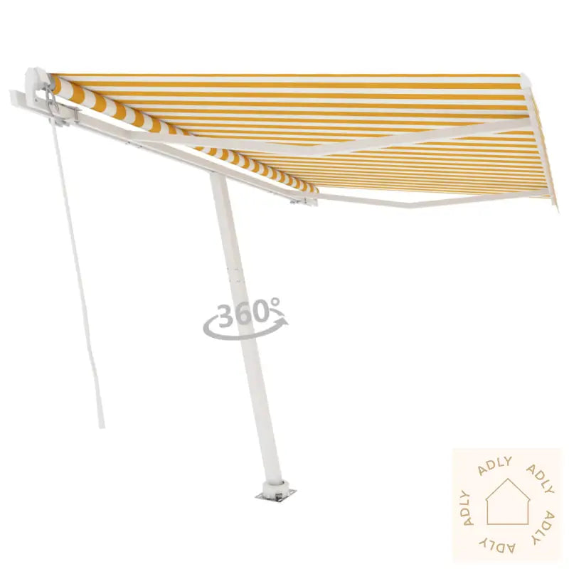 Frittstående Manuell Uttrekkbar Markise 300X250 Cm Gul Og Hvit