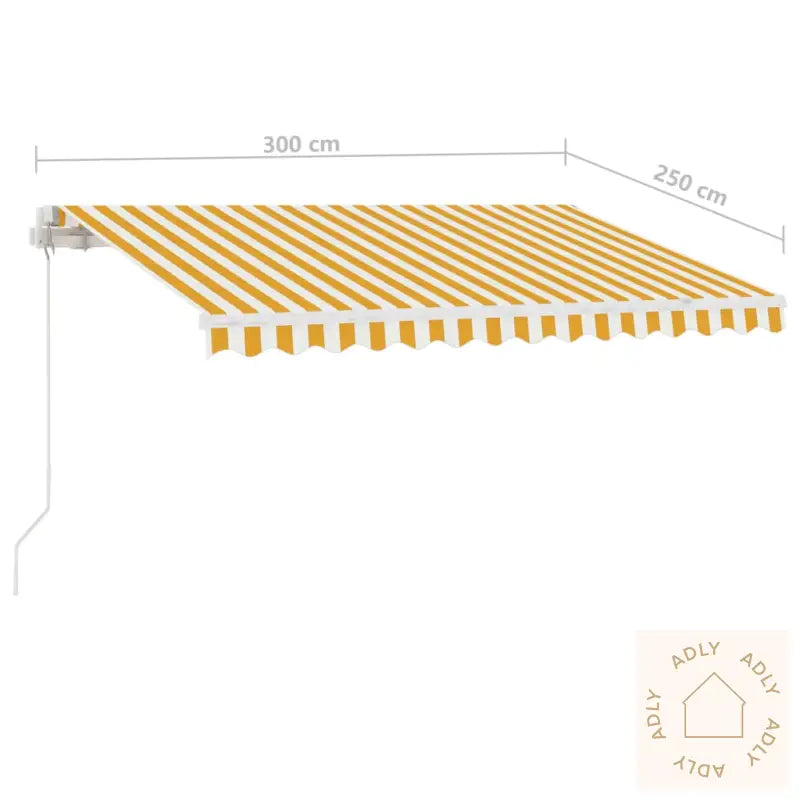 Frittstående Manuell Uttrekkbar Markise 300X250 Cm Gul Og Hvit