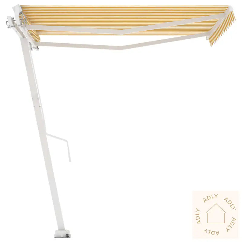 Frittstående Manuell Uttrekkbar Markise 300X250 Cm Gul Og Hvit