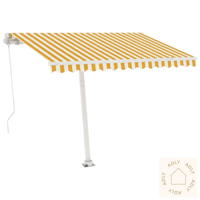 Frittstående Manuell Uttrekkbar Markise 300X250 Cm Gul Og Hvit