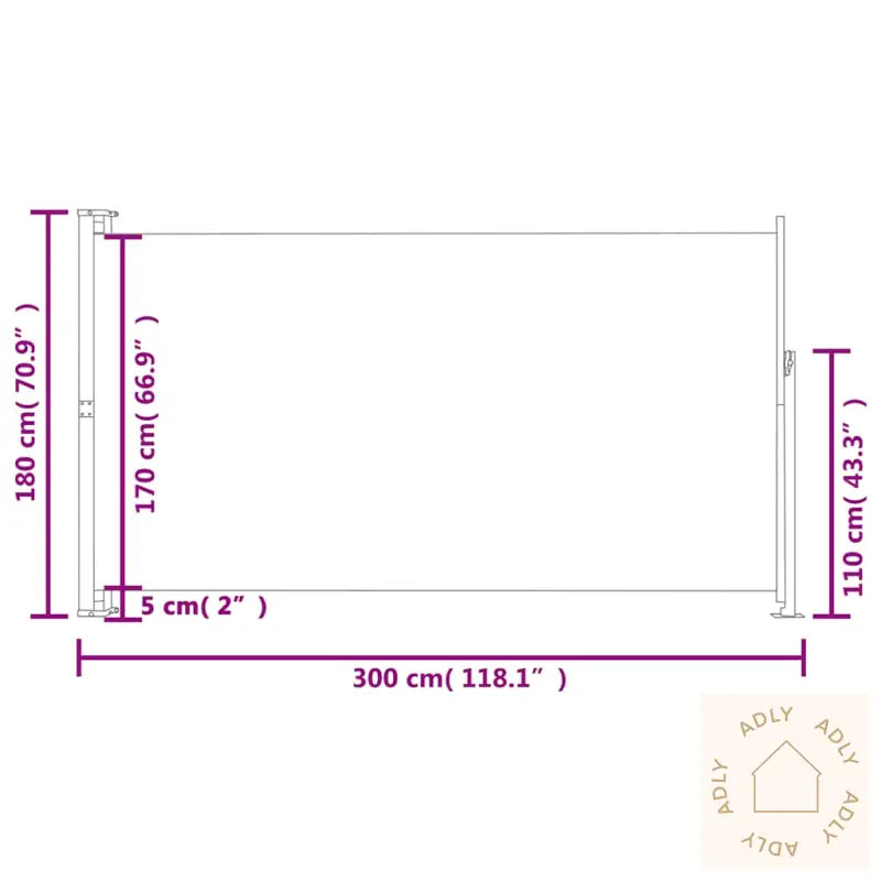 Uttrekkbar Sidemarkise 180X300 Cm Kremhvit