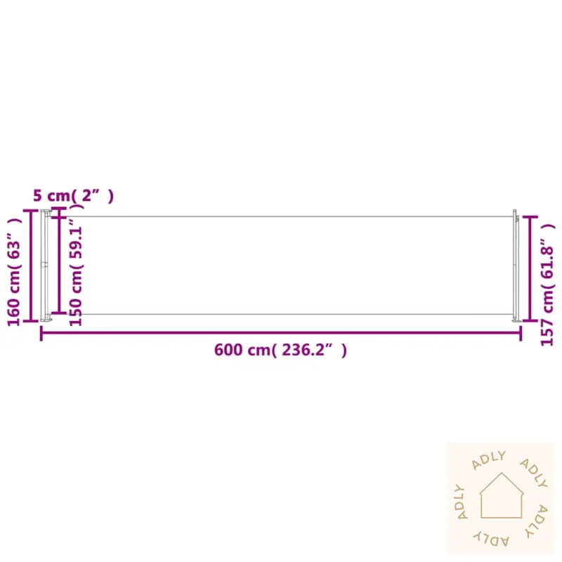 Uttrekkbar Sidemarkise 600X160 Cm Blå