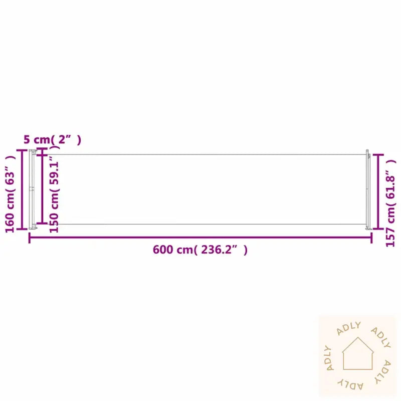 Uttrekkbar Sidemarkise 600X160 Cm Svart