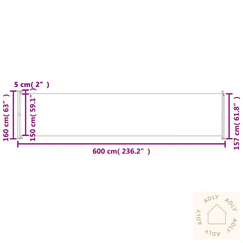 Uttrekkbar Sidemarkise 600X160 Cm Brun