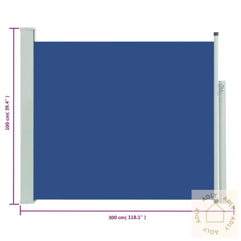 Uttrekkbar Sidemarkise 100X300 Cm Blå