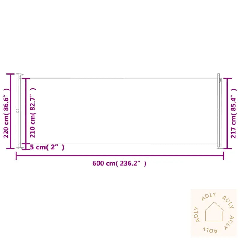 Uttrekkbar Sidemarkise 220X600 Cm Svart