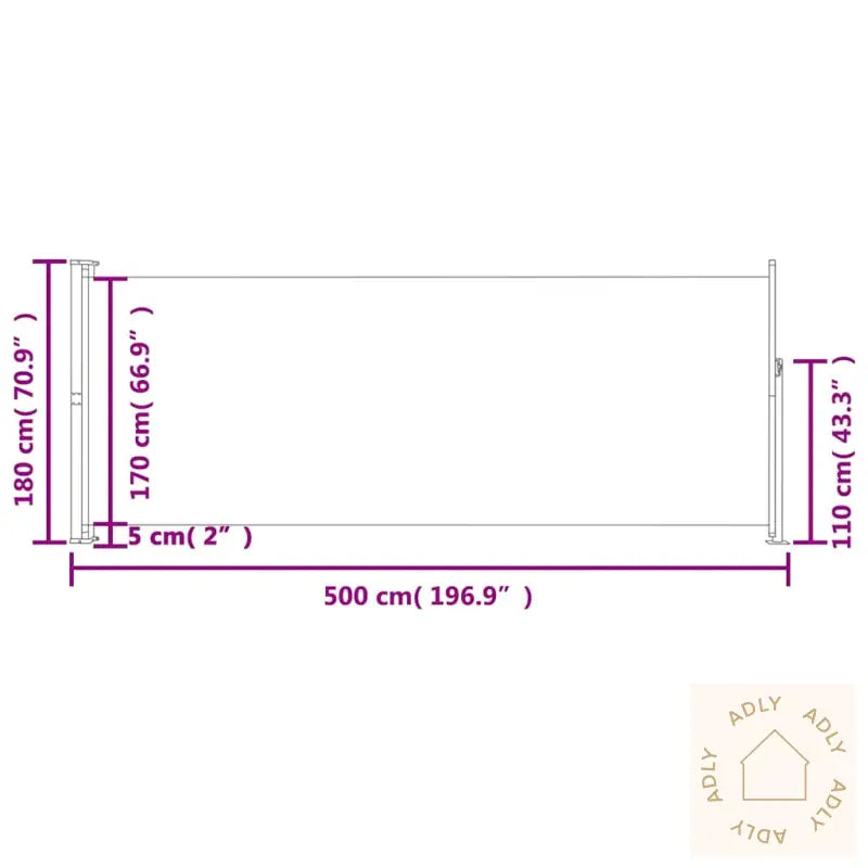 Uttrekkbar Sidemarkise 180X500 Cm Blå