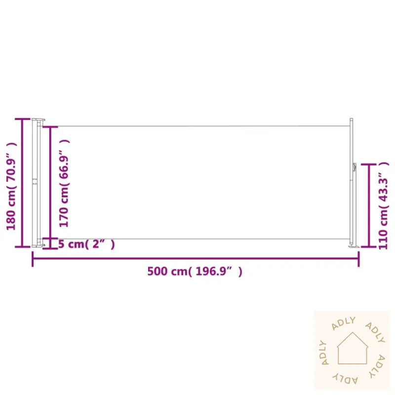Uttrekkbar Sidemarkise 180X500 Cm Rød