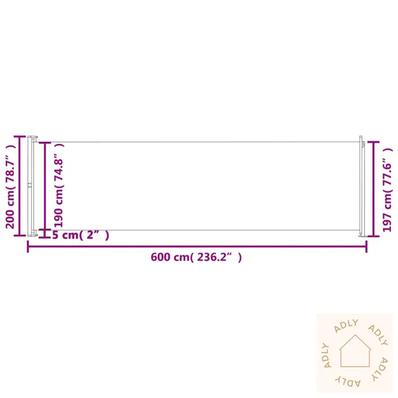 Uttrekkbar Sidemarkise 200X600 Cm Brun