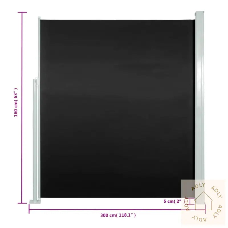 Uttrekkbar Sidemarkise 160X300 Cm Svart