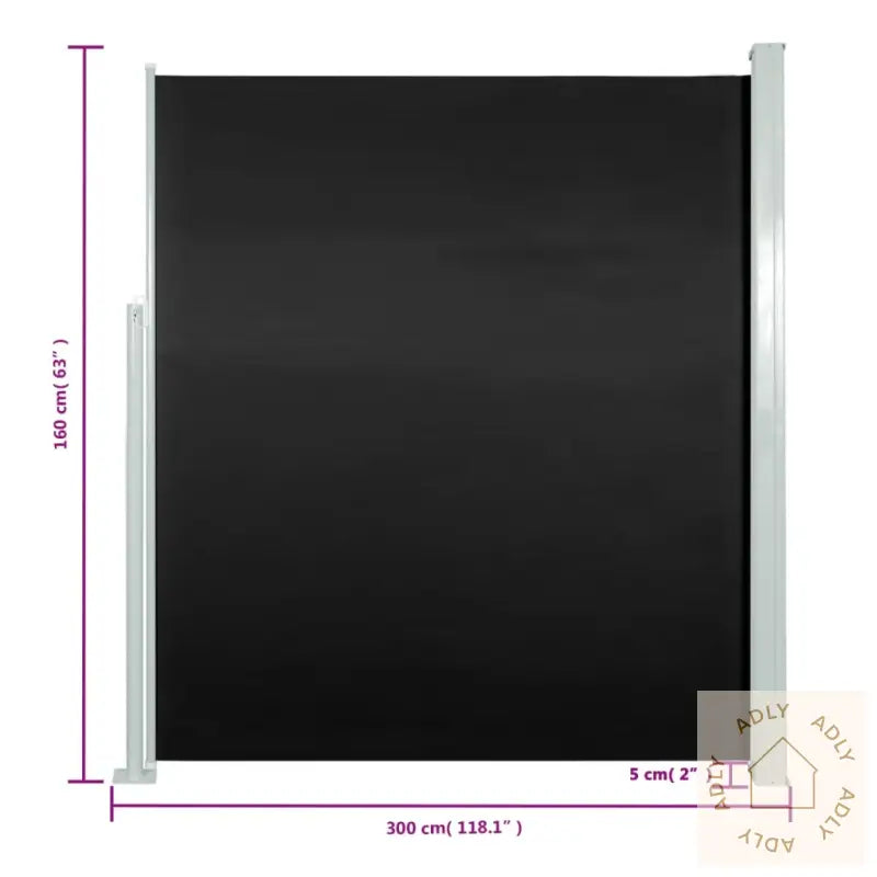 Uttrekkbar Sidemarkise 160X300 Cm Svart