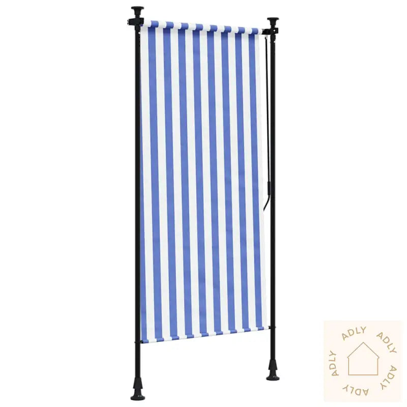 Utendørs Rullegardin Blå Og Hvit 120X270 Cm Stoff Og Stål