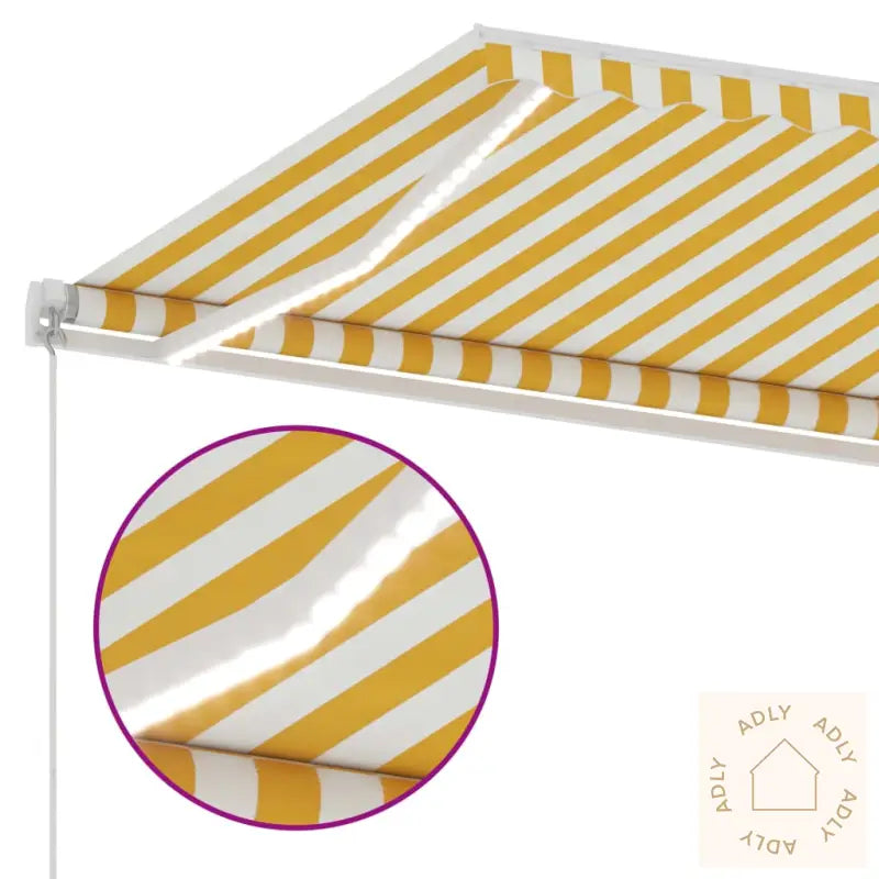 Manuell Uttrekkbar Markise Med Led 350X250 Cm Gul Og Hvit