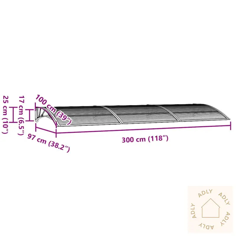 Skjermtak Svart 300X100 Cm Polykarbonat