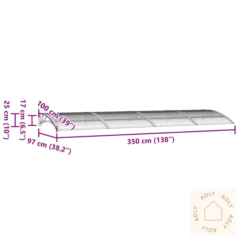 Skjermtak Svart 350X100 Cm Polykarbonat