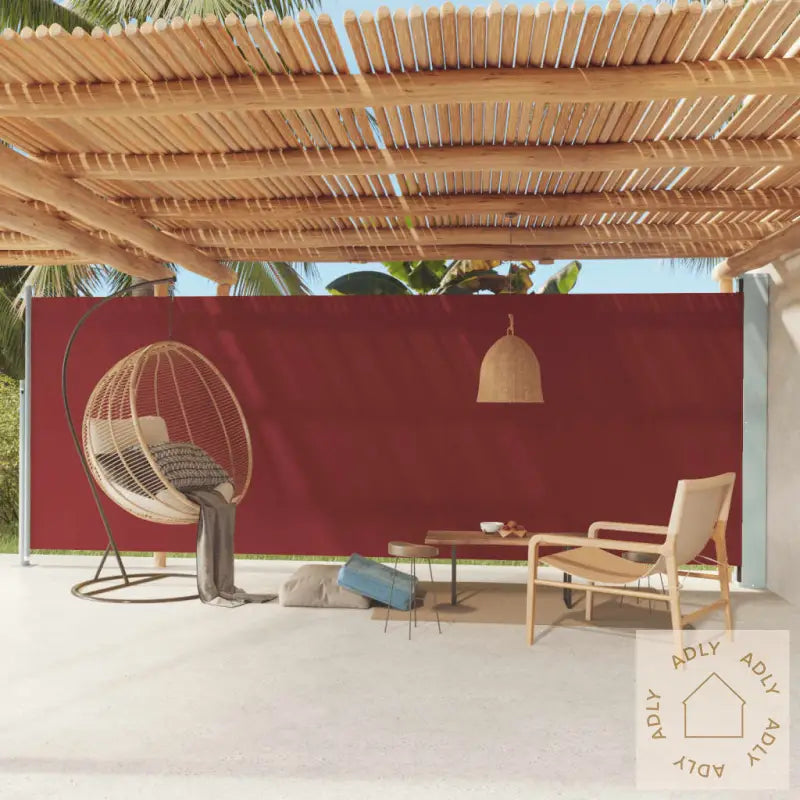 Uttrekkbar Sidemarkise 200X600 Cm Rød