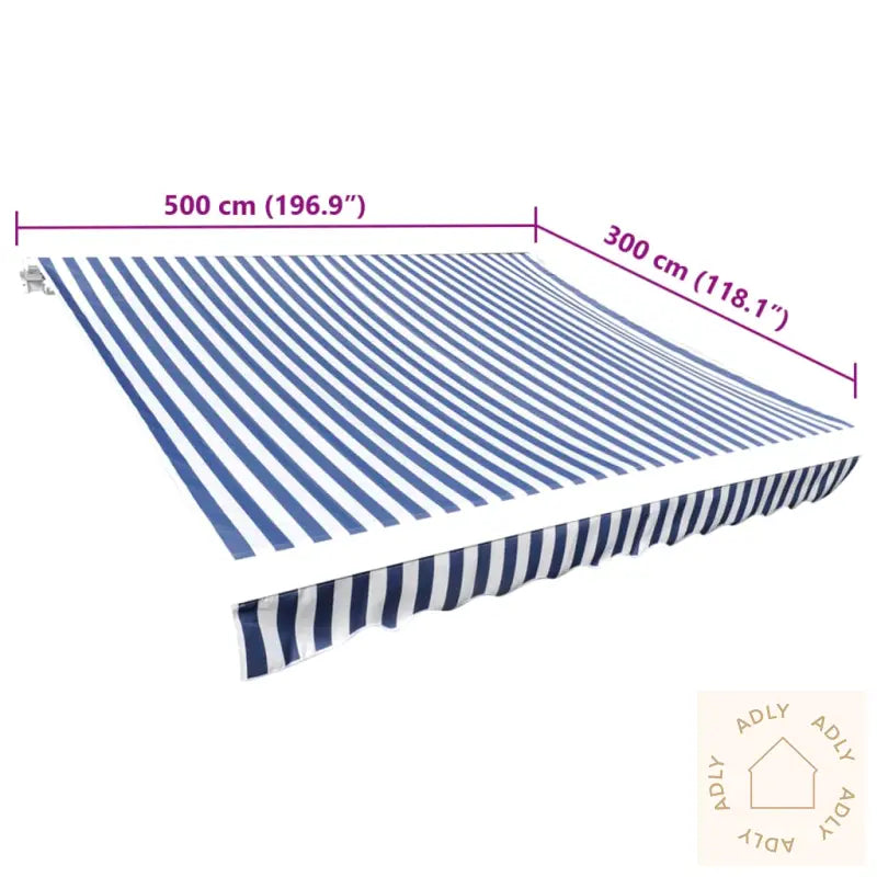 Markiseduk 500X300 Cm Blå Og Hvit