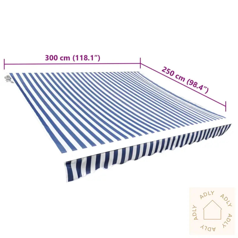 Markiseduk Blå Og Hvit 3 X 2,5 M (Ramme Ikke Inkludert)