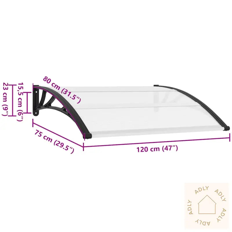 Skjermtak Svart Og Gjennomsiktig 120X75 Cm Pc